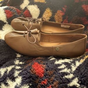 Sergio Tomani Bardot brown leather flats‎